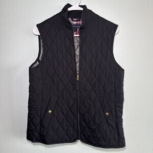 Land's End Black Diamond Quilted Puffer Full Zip Vest Jacket Women Small 6-8